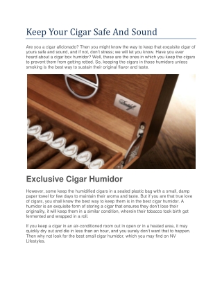 Keep Your Cigar Safe And Sound