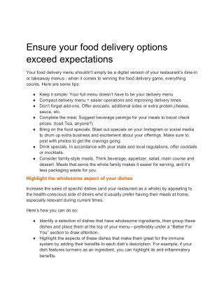 Ensure your food delivery options exceed expectations