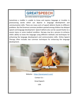 Online Speech Therapy | Greatspeech.com