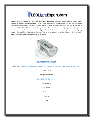 Bug Rating Parking Lot Lights | Ledlightexpert.com