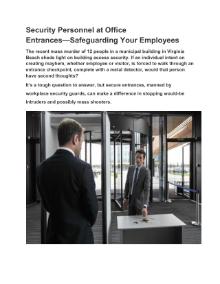 Security Personnel at Office Entrances—Safeguarding Your Employees