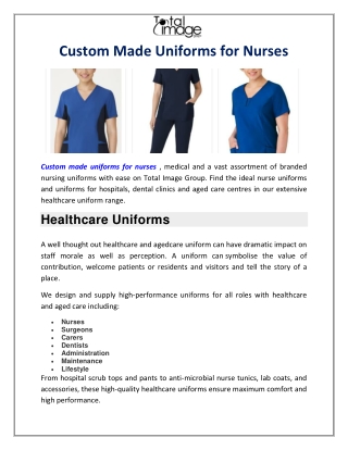 Custom Made Uniforms for Nurses