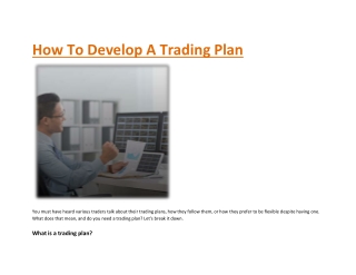 How to Develop a Trading Plan