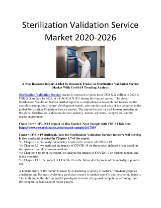 Sterilization Validation Service Market 2020-2026