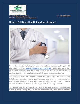 How to Full Body Health Checkup at Home