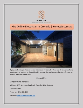 Hire Online Electrician in Cronulla | Konectix.com.au