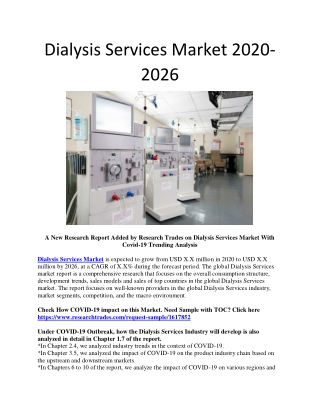 Dialysis Services Market 2020-2026