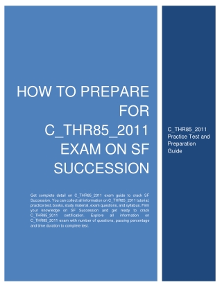 How to Prepare for C_THR85_2011 exam on SF Succession