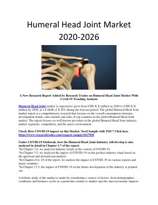 Humeral Head Joint Market 2020-2026