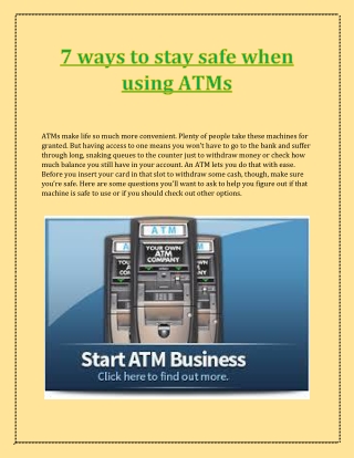 7 ways to stay safe when using ATMs - ATM Money Machine