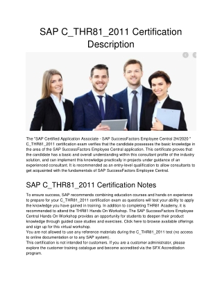 SAP C_THR81_2011 Certification Description