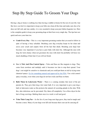 Step By Step Guide To Groom Your Dogs