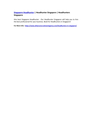 Singapore Headhunter | Headhunter Singapore | Headhunters Singapore