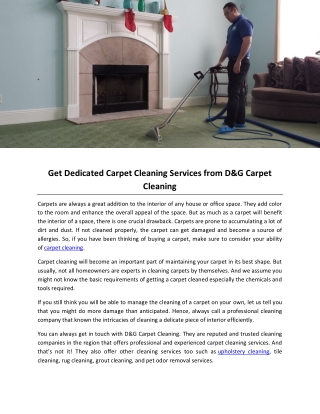 Get Dedicated Carpet Cleaning Services from D&G Carpet Cleaning