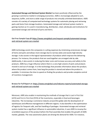 Automated Storage and Retrieval System Market  Size, Segmentation, Share, Forecast, Analysis, Industry Report to 2019-20