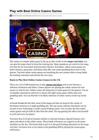 Play with Best Online Casino Games