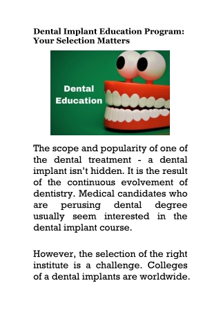 Dental Implant Education Program: Your Selection Matters