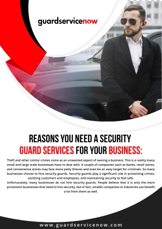 Reasons You Need a Security Guard Services