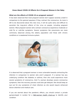 Know About COVID-19 Effects On A Pregnant Women & Her Baby