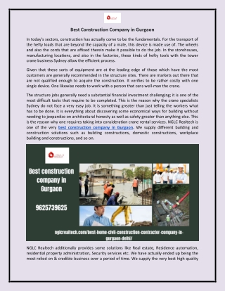 Looking for the Best Construction Company In Gurgaon