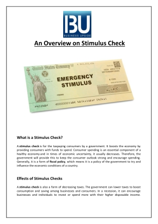 An Overview on Stimulus Check