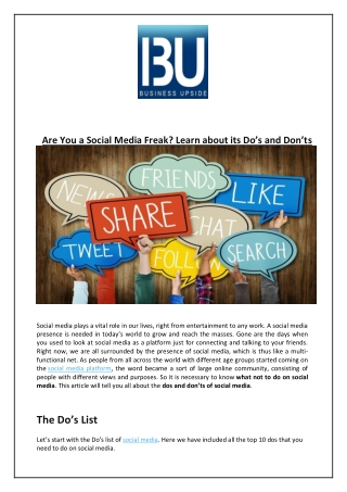 Are You a Social Media Freak? Learn about its Do’s and Don’ts