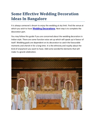Some Effective Wedding Decoration Ideas In Bangalore