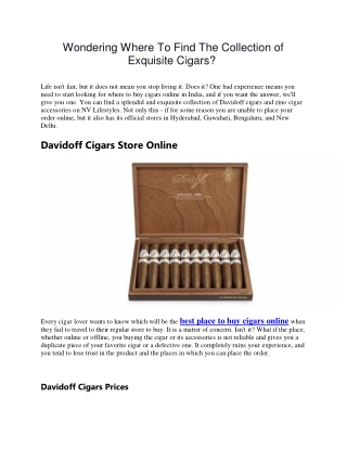 Wondering Where To Find The Collection of Exquisite Cigars?