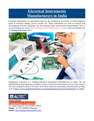 Electrical Instruments Manufacturers in India