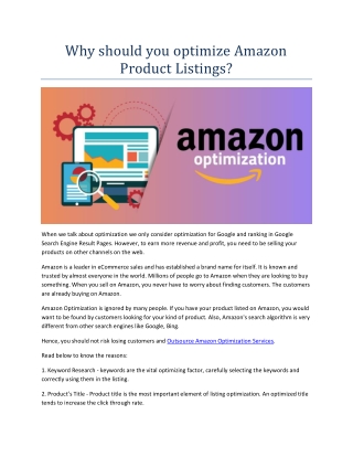 Why should you optimize Amazon Product Listings