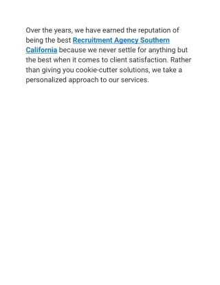Recruitment Agency Southern California