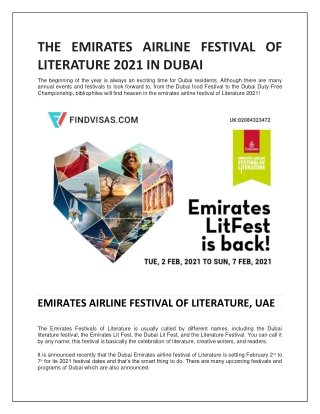 The emirates Airline festival of Literature 2021 in Dubai