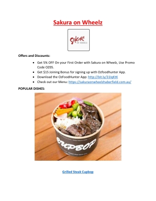 5% off - Sakura on Wheelz Japanese Takeaway Haberfield, NSW