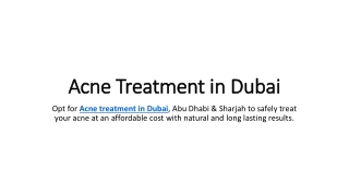 Acne Treatment in Dubai