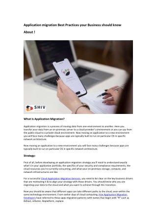 Application migration Best Practices your Business should know About !