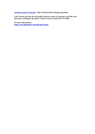 slab leak repair in Temecula - Slab Leak Detection & Repipe Specialists