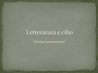 Letteratura e cibo