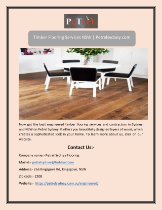 Timber Flooring Services NSW | Petrelsydney.com