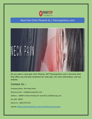 Neck Pain Clinic Phoenix Az | Painstopclinics.com