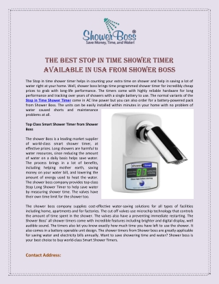 The Best Stop in Time Shower Timer Available in USA from Shower Boss