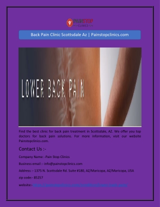 Back Pain Clinic Scottsdale Az | Painstopclinics.com