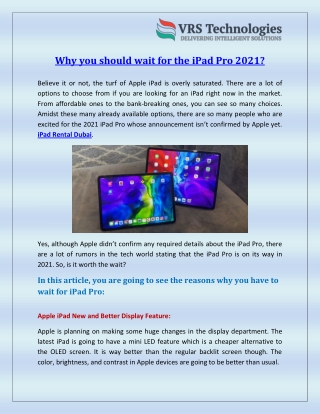 Why you should wait for the iPad Pro 2021?