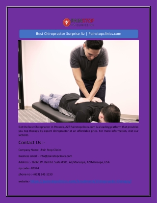 Best Chiropractor Surprise Az | Painstopclinics.com