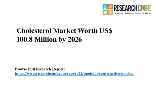 Cholesterol Market Worth US$ 100.8 Million by 2026