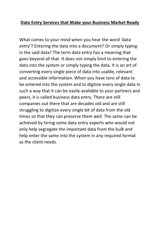 Data Entry Services..