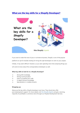 What are the key skills for a Shopify Developer?