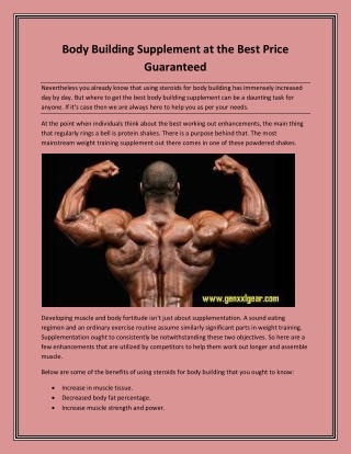 Body Building Supplement at the Best Price Guaranteed