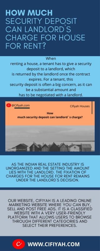 How much security deposit can landlord`s charge for house for rent?