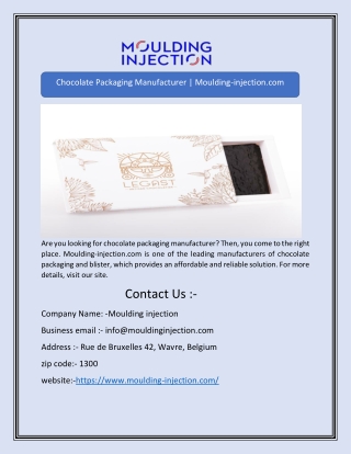 Chocolate Packaging Manufacturer | Moulding-injection.com