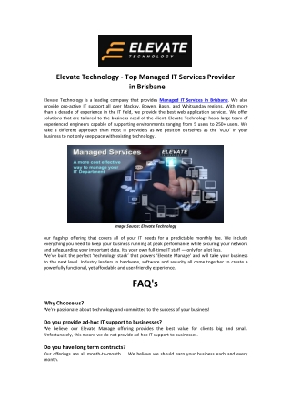 Elevate Technology - Top Managed IT Services Provider in Brisbane